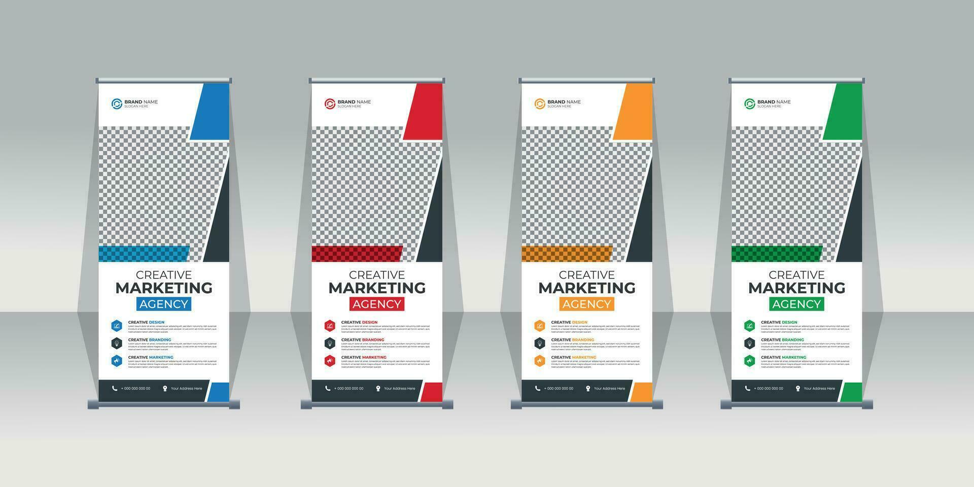 Creative business agency roll up banner design or pull up banner template vector