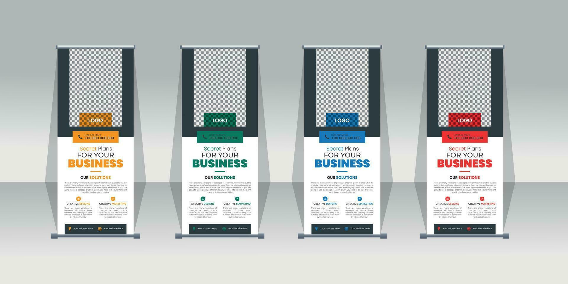 Creative clean and corporate Business roll up banner template design, Roll up banner stand vector minimal design, Poster for conference, forum, shop, Modern Exhibition Advertising