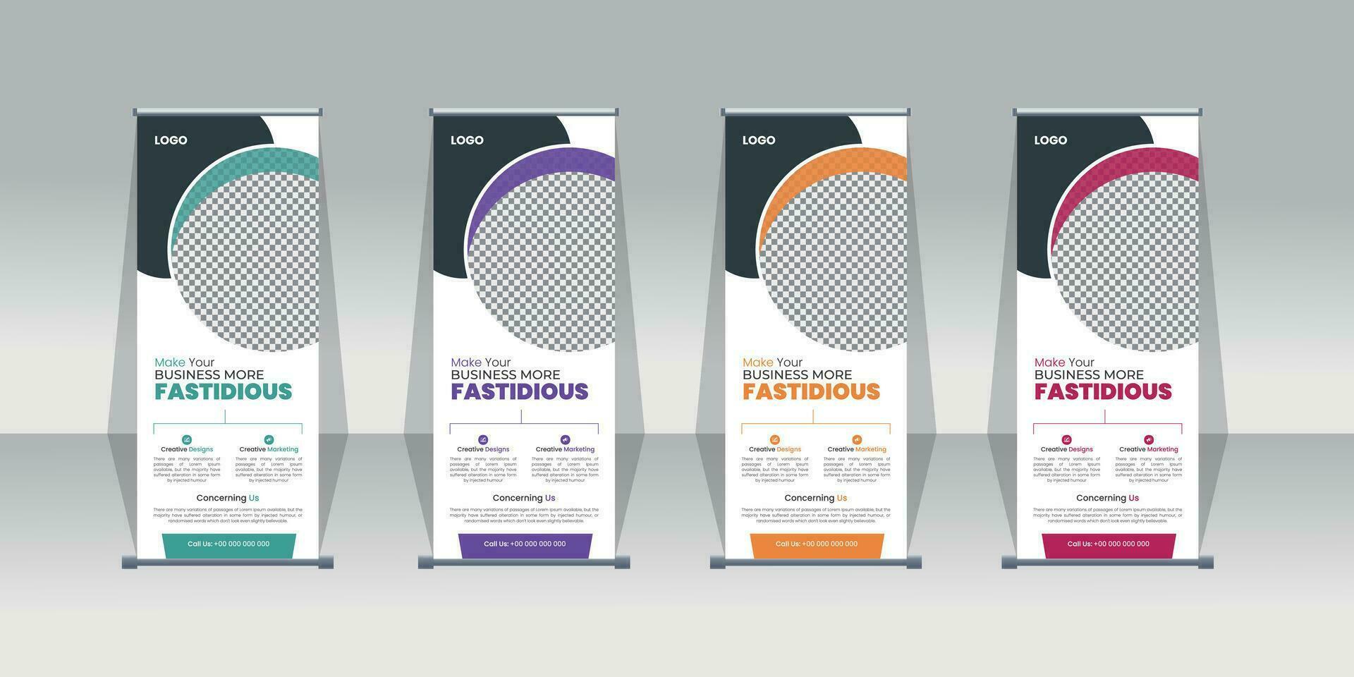 Corporate Business stand banner, editable roll up banner vector template. corporate Roll up background for Presentation.