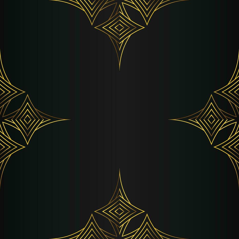 abstract gold line frame decoration on black background vector