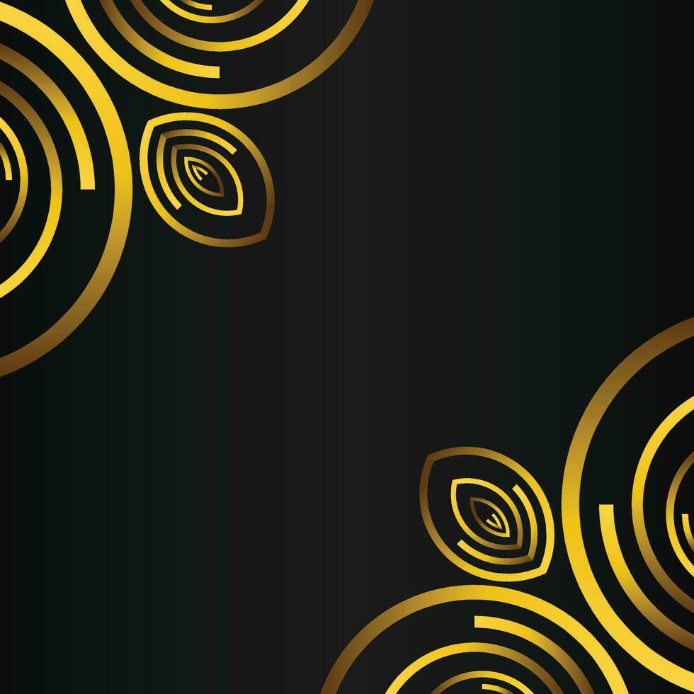 beautiful gold floral frame on black background vector