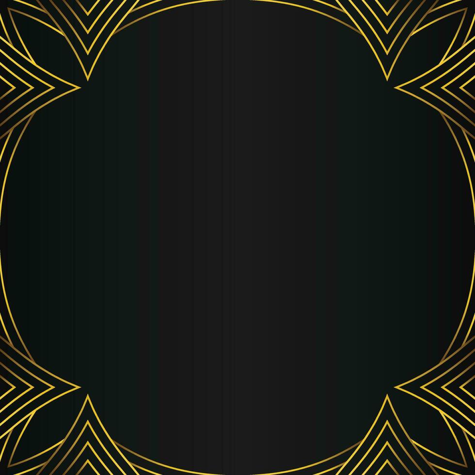 abstract gold line frame decoration on black background vector