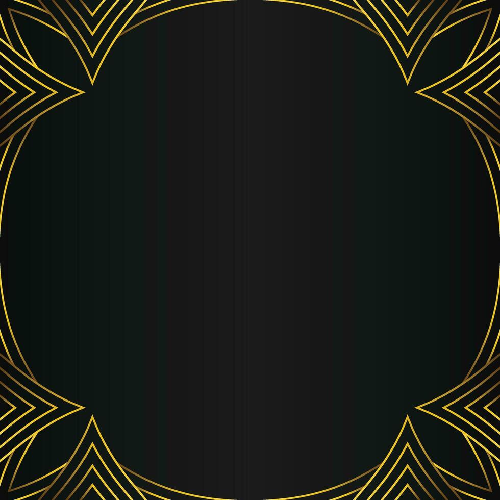 abstract gold line frame decoration on black background vector