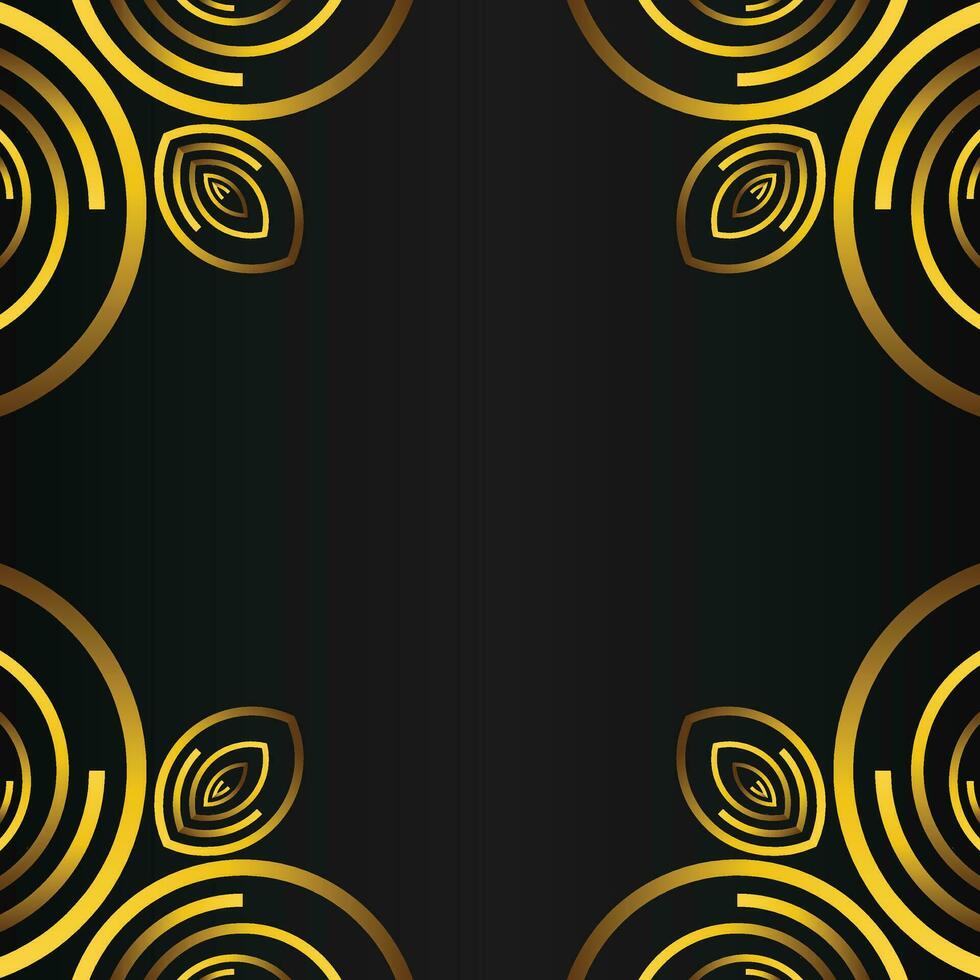 beautiful gold floral frame on black background vector