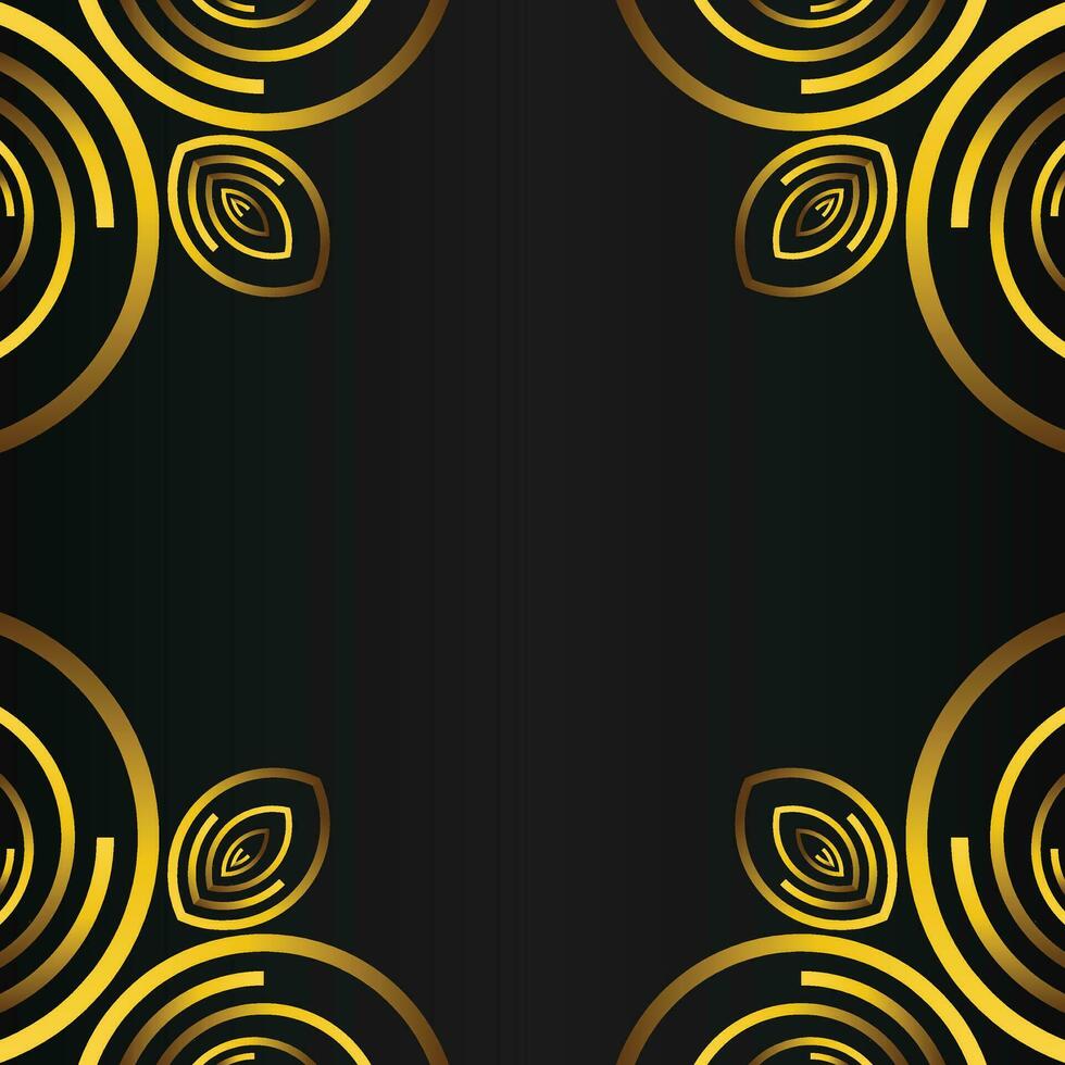 beautiful gold floral frame on black background vector