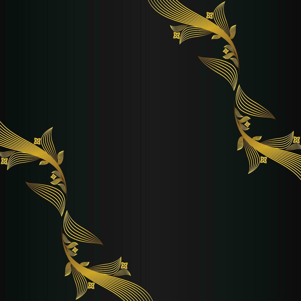 beautiful gold floral frame on black background vector