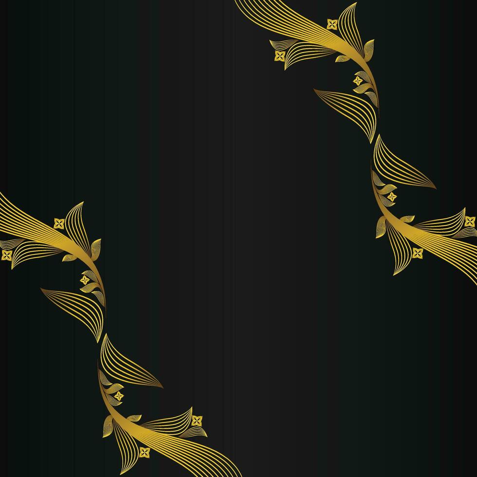 hermosa oro floral marco en negro antecedentes vector