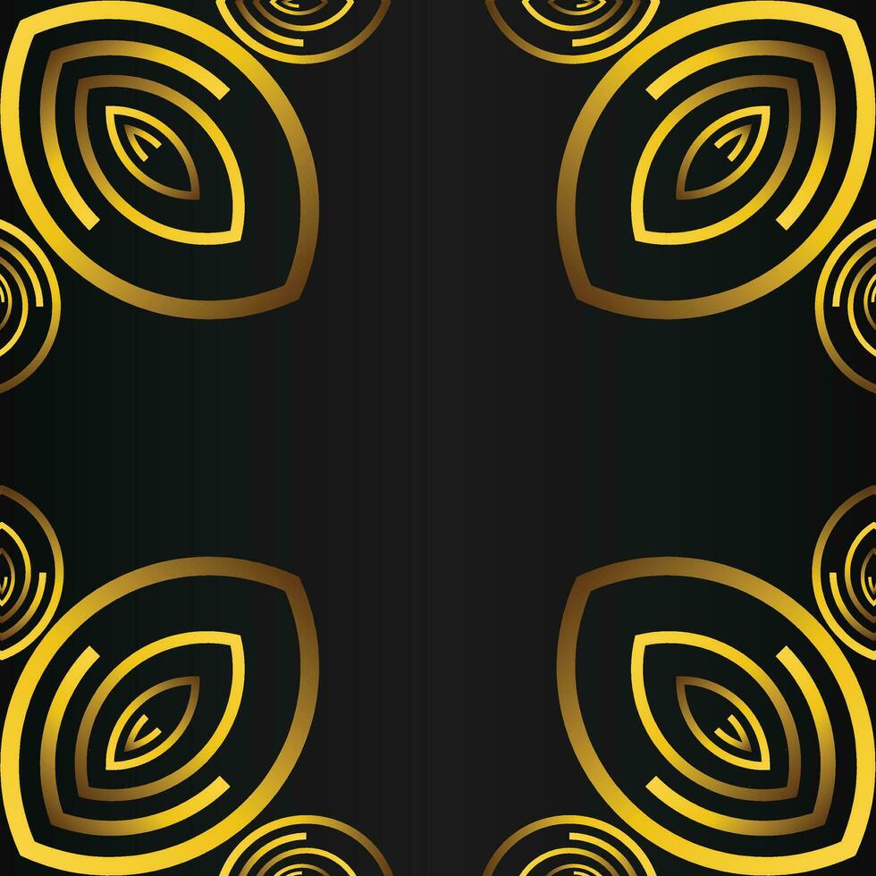 beautiful gold floral frame on black background vector