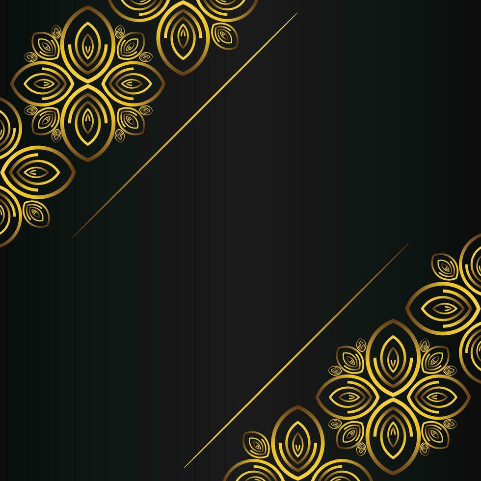 hermosa oro floral marco en negro antecedentes vector