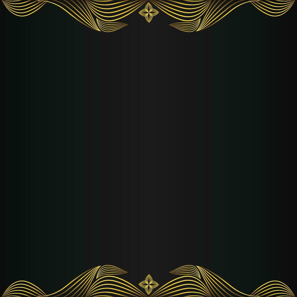 beautiful gold floral frame on black background vector