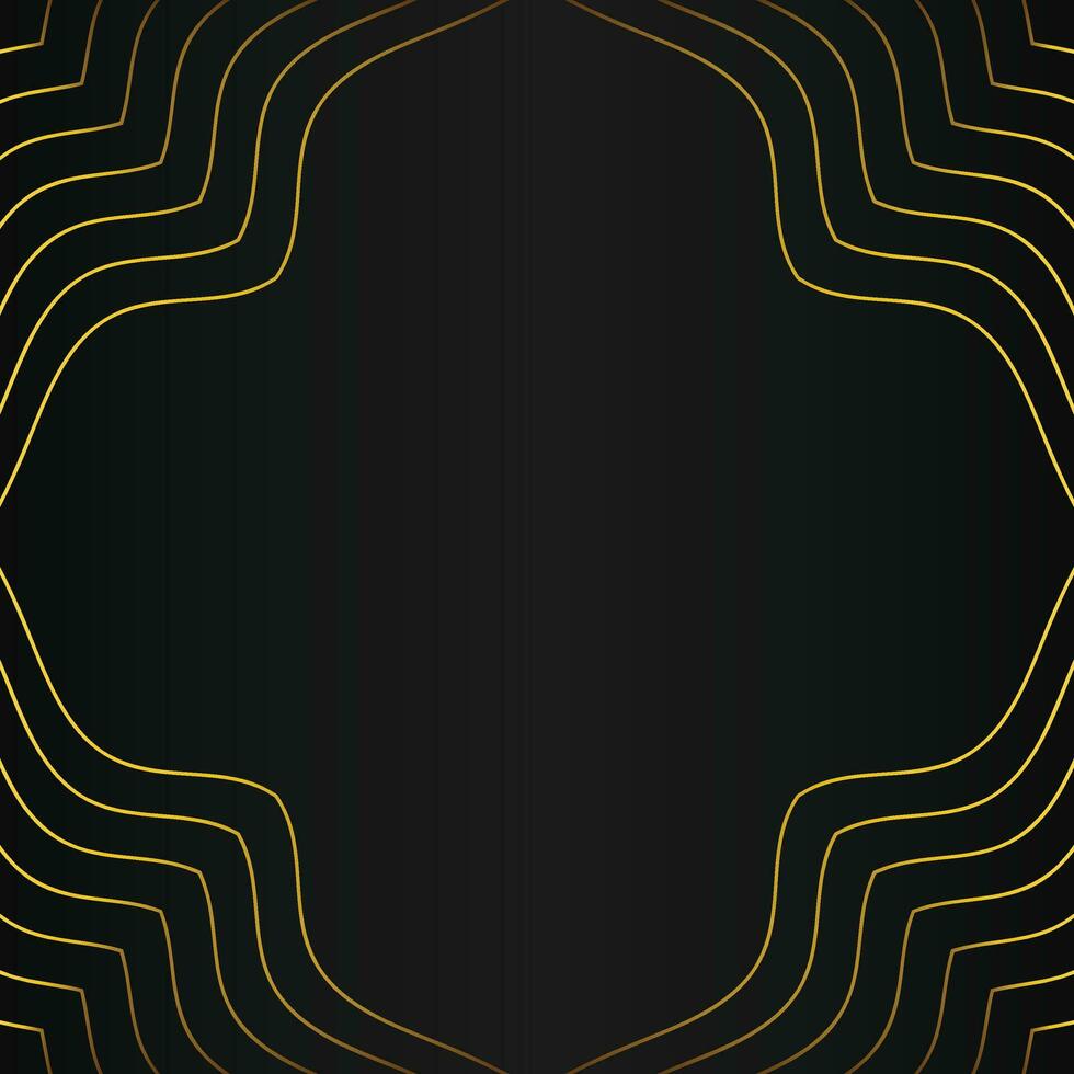 abstract gold line frame decoration on black background vector