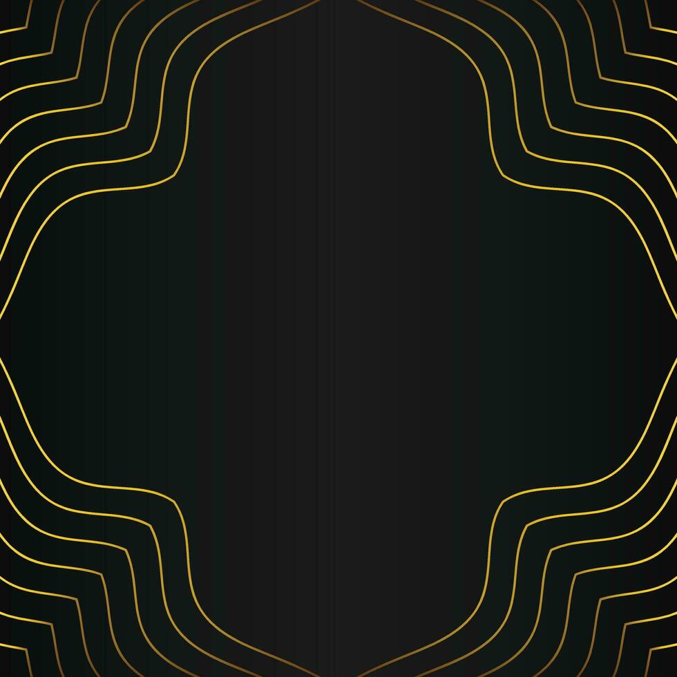 abstract gold line frame decoration on black background vector