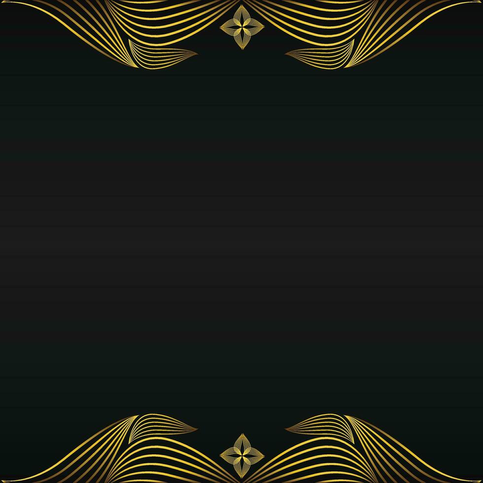beautiful gold floral frame on black background vector