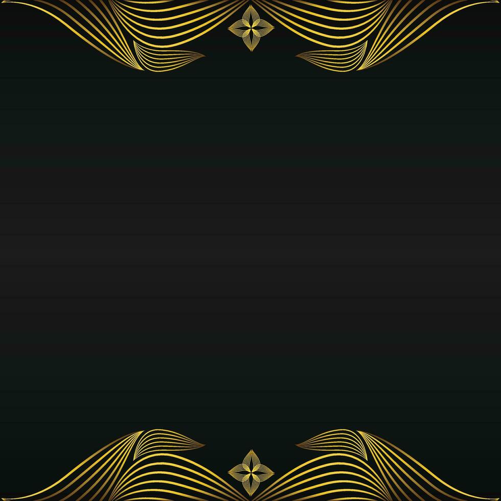 beautiful gold floral frame on black background vector