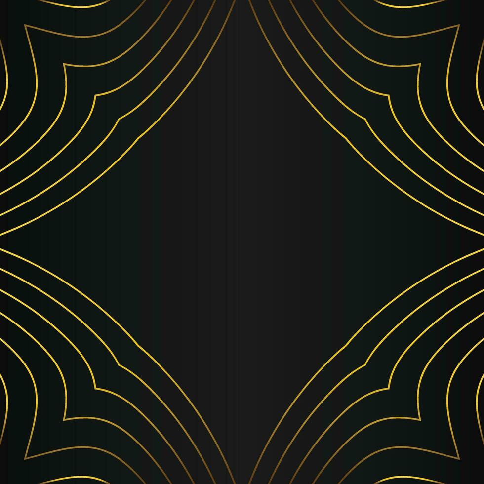 abstract gold line frame decoration on black background vector