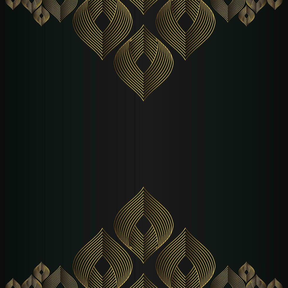 beautiful gold floral frame on black background vector
