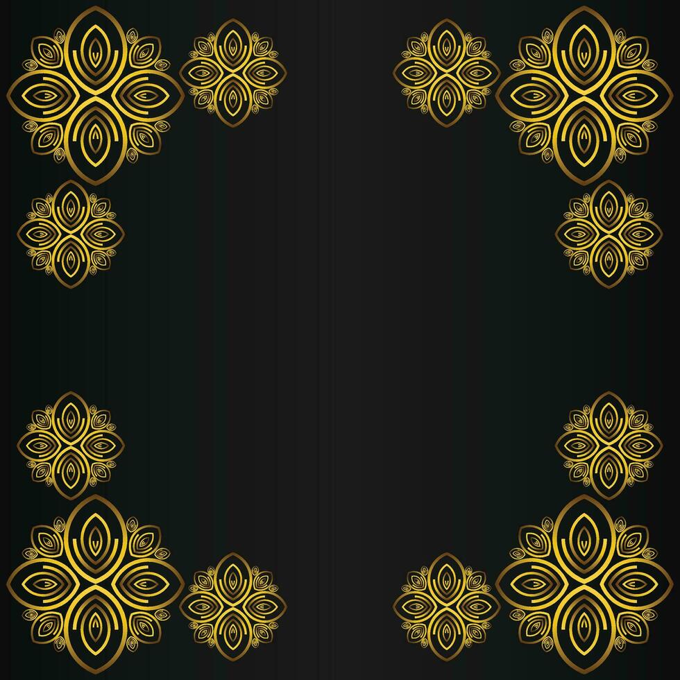 beautiful gold floral frame on black background vector