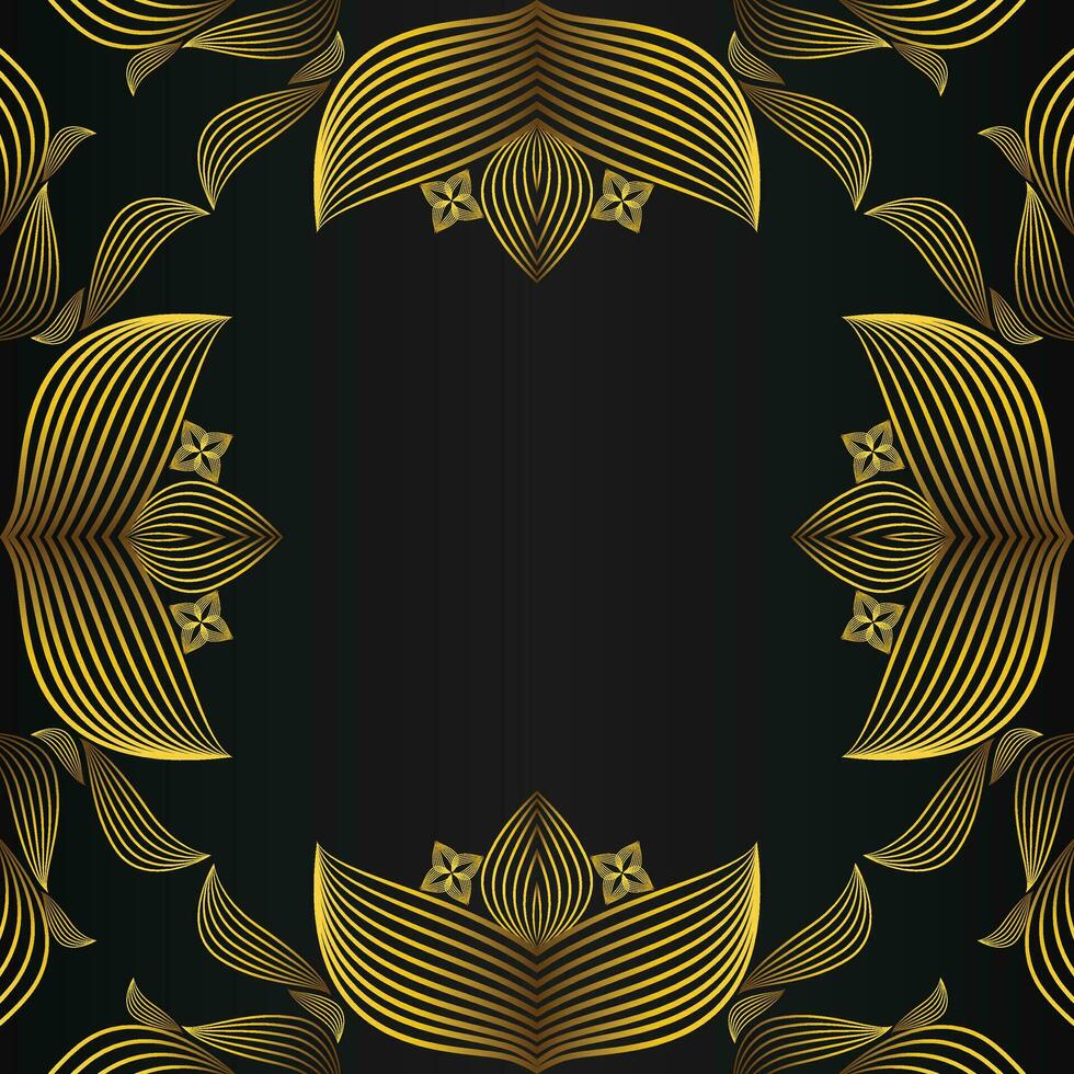 beautiful gold floral frame on black background vector