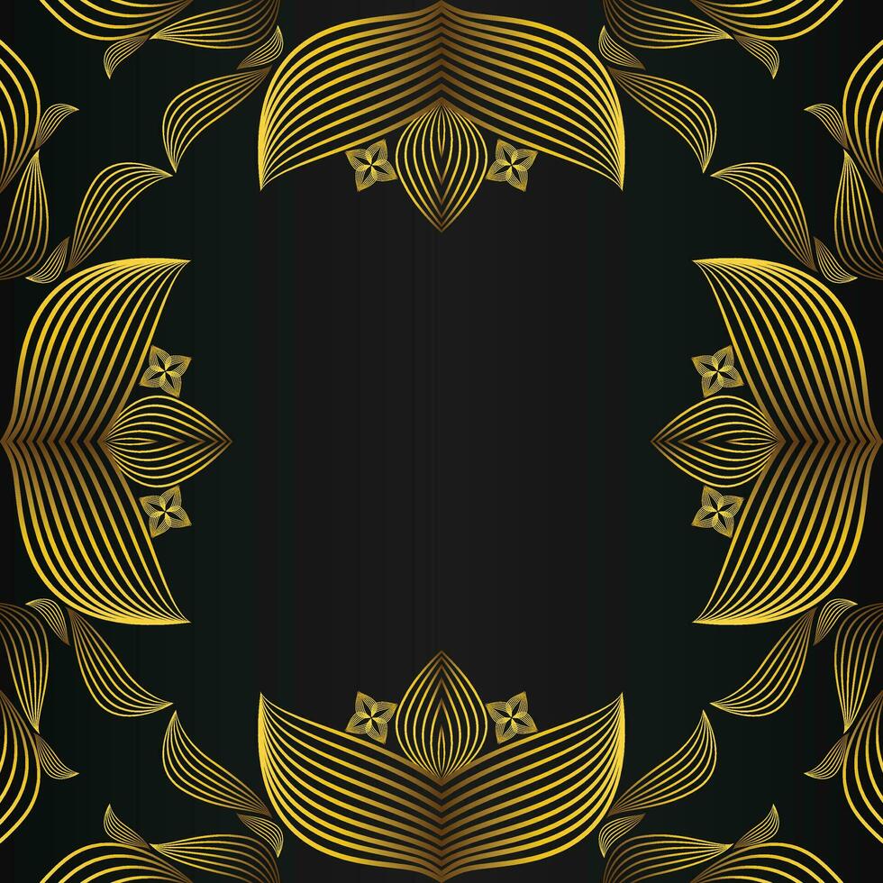 beautiful gold floral frame on black background vector