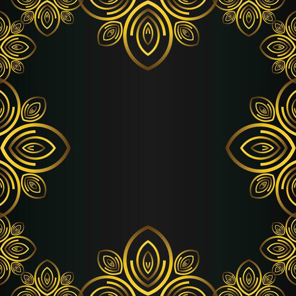 beautiful gold floral frame on black background vector