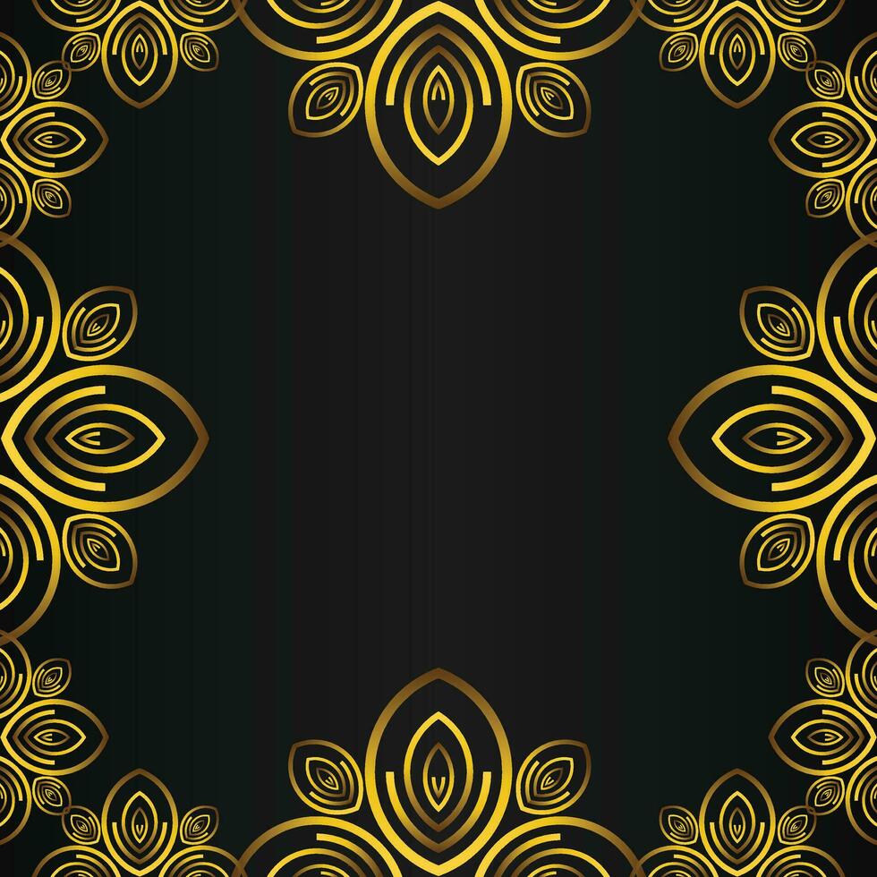 beautiful gold floral frame on black background vector