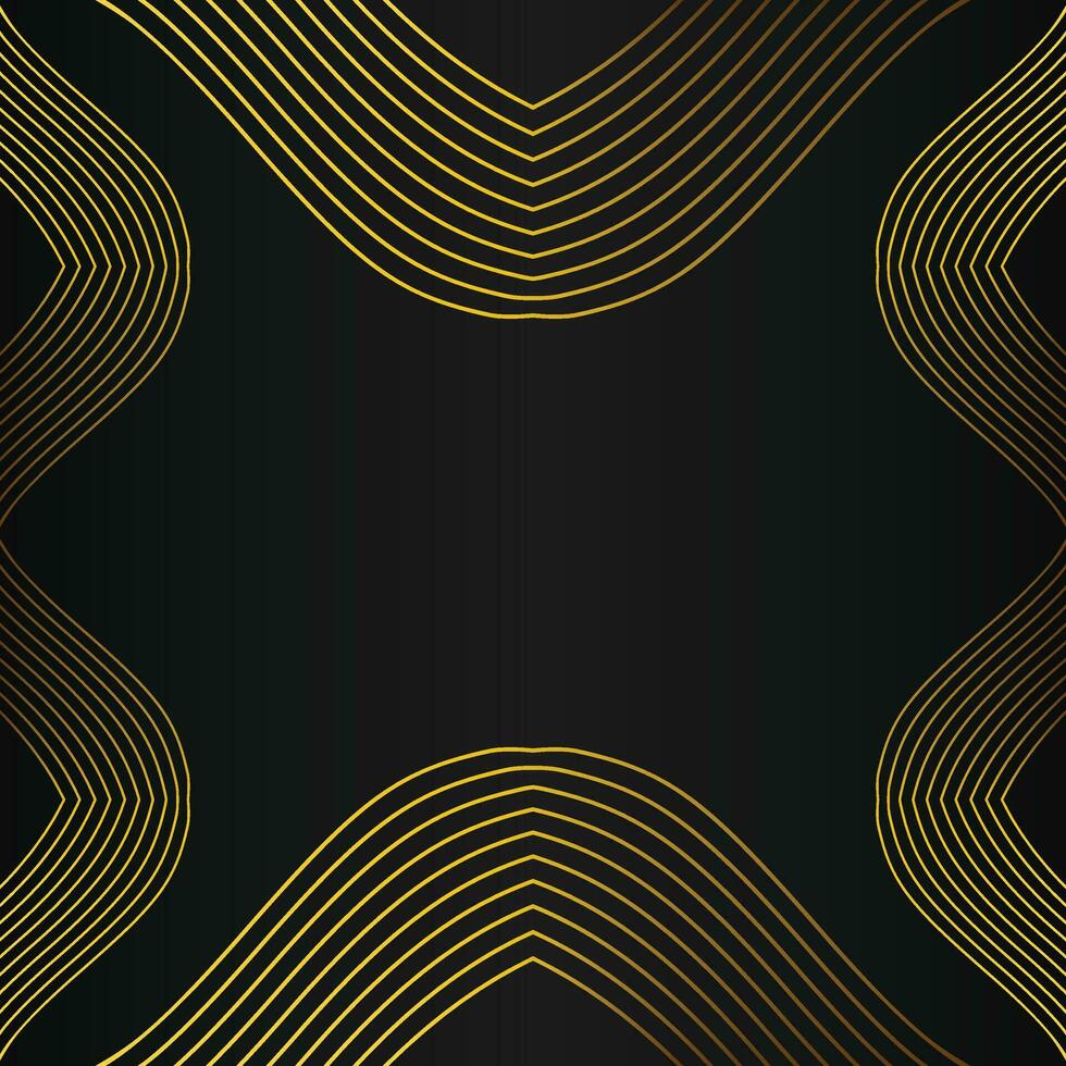 abstract gold line frame decoration on black background vector
