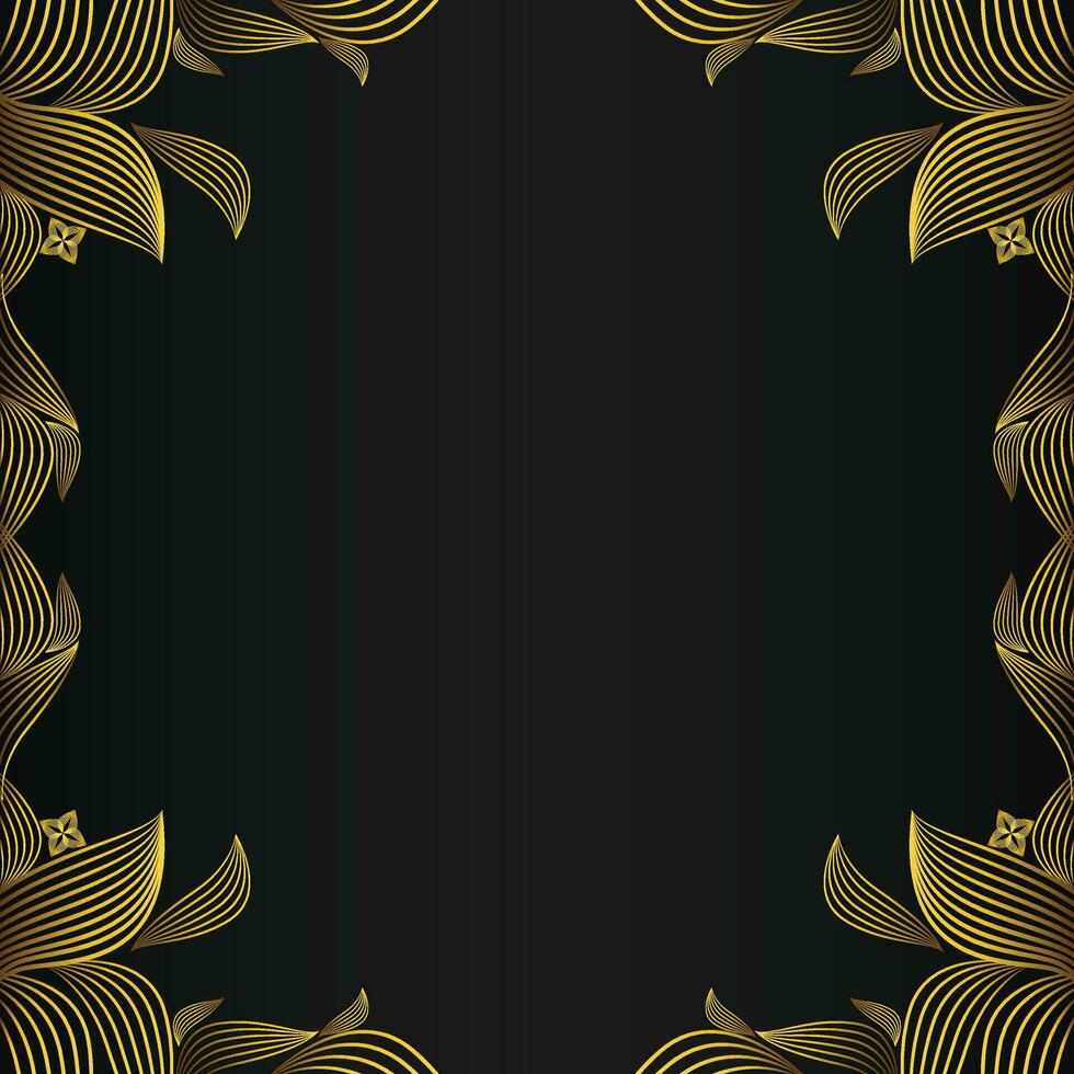 beautiful gold floral frame on black background vector