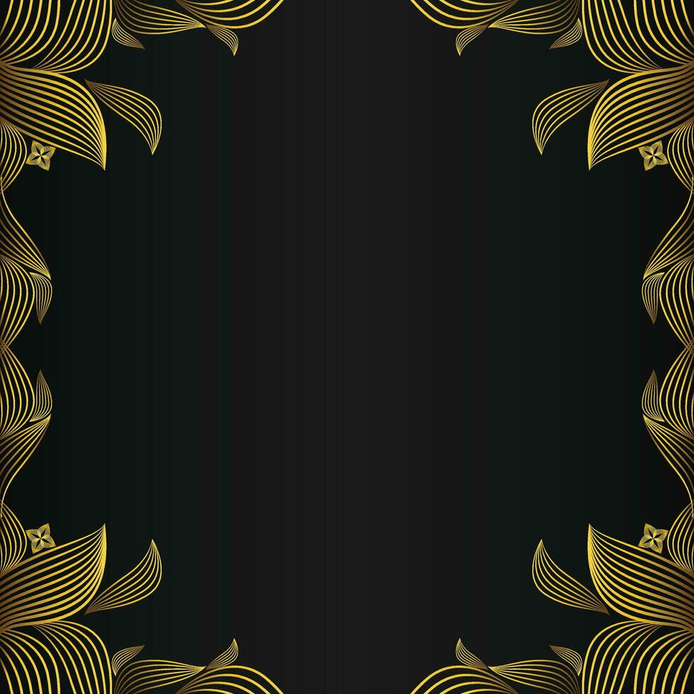 beautiful gold floral frame on black background vector