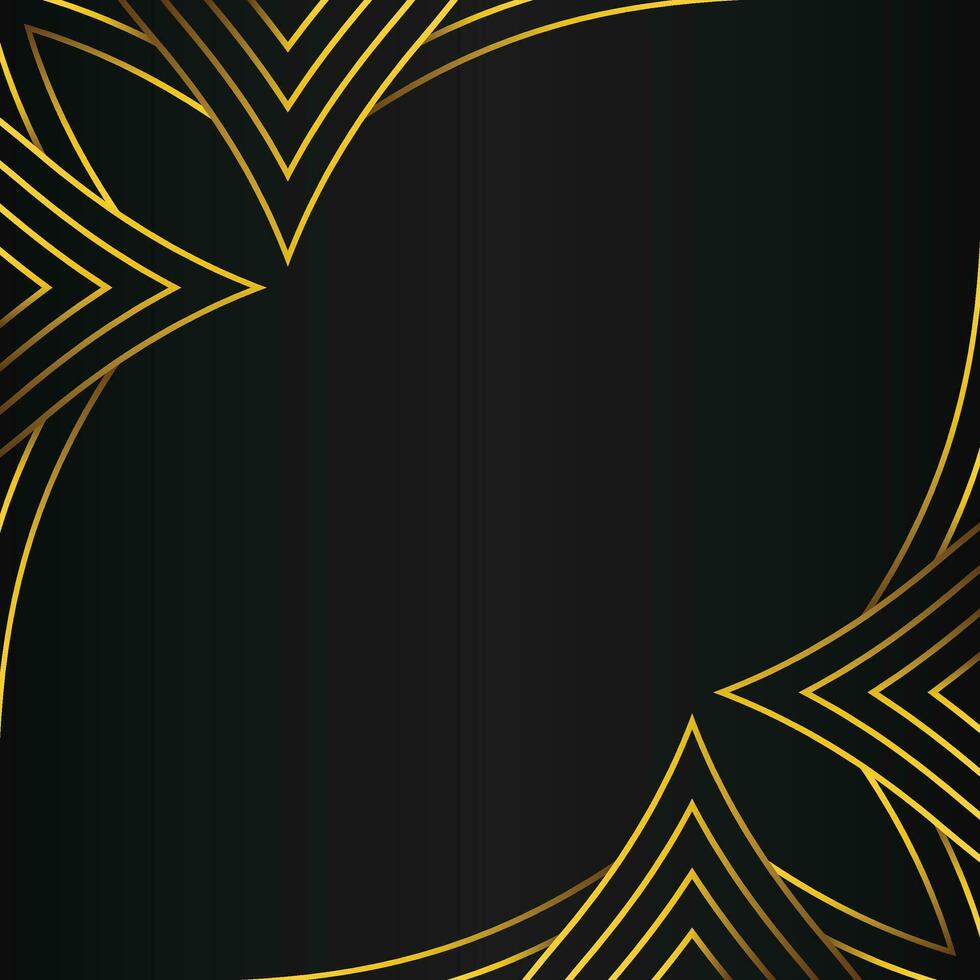 abstract gold line frame decoration on black background vector