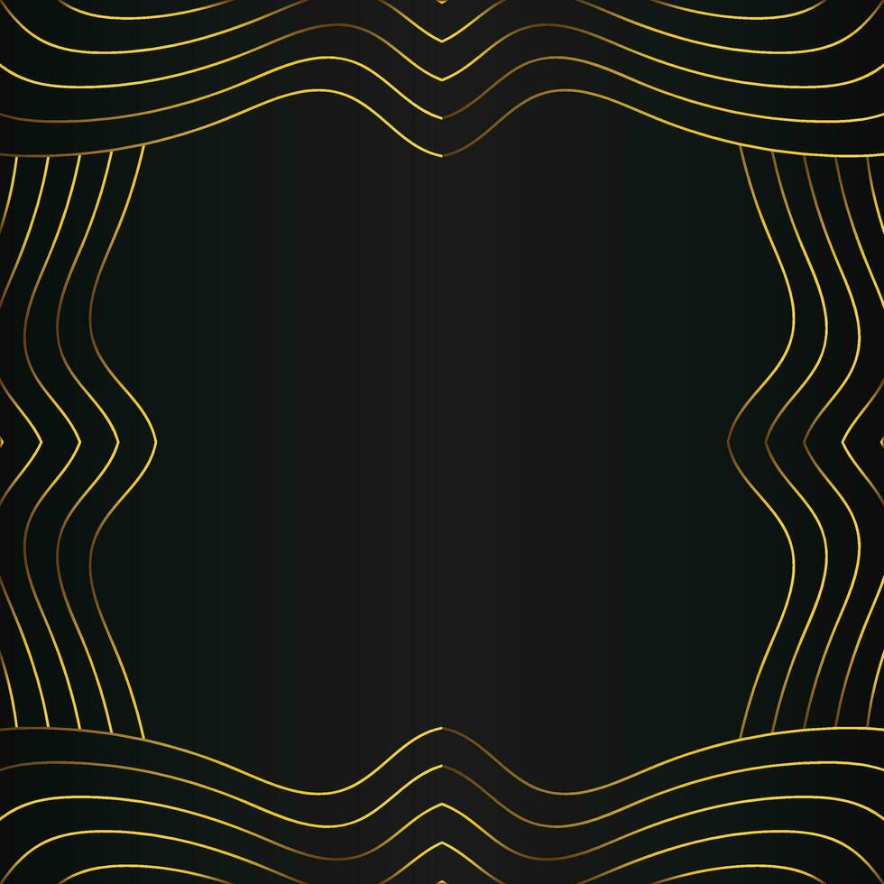abstract gold line frame decoration on black background vector