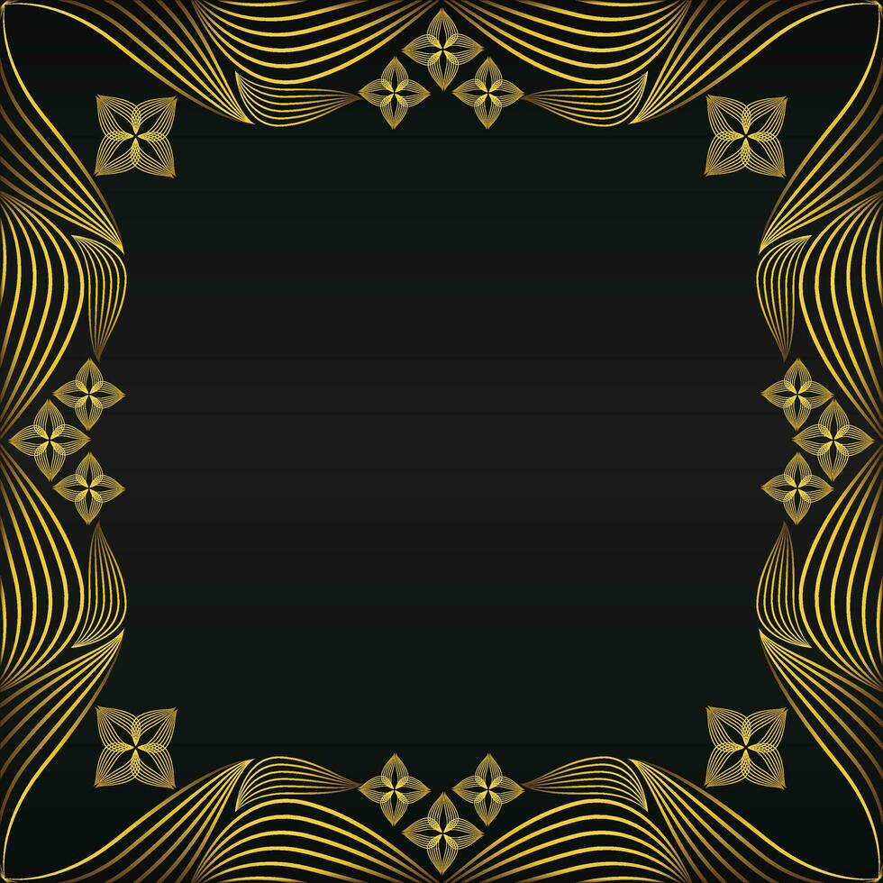beautiful gold floral frame on black background vector