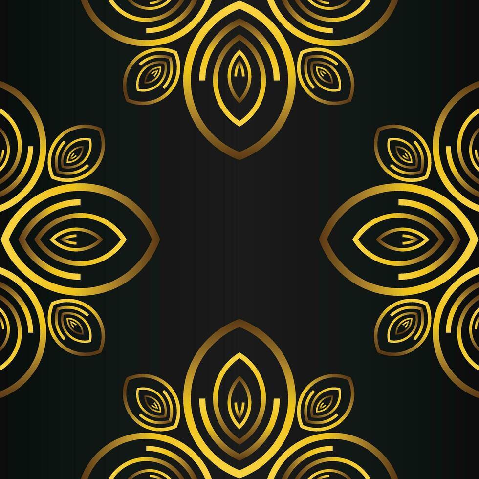 beautiful gold floral frame on black background vector
