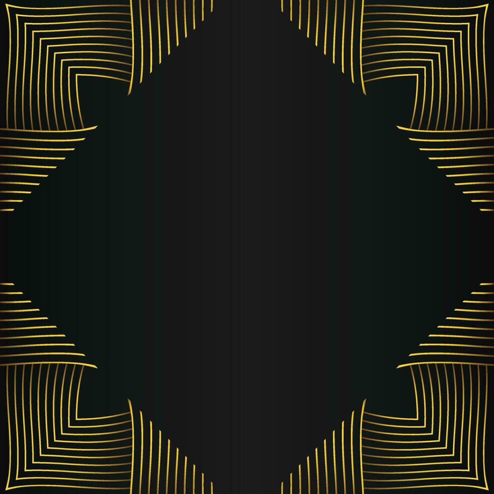 abstract gold line frame decoration on black background vector