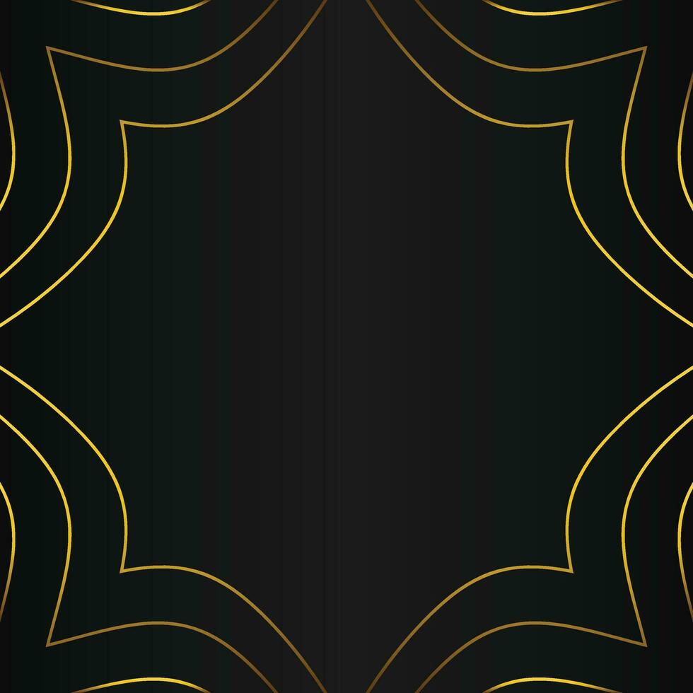 abstract gold line frame decoration on black background vector