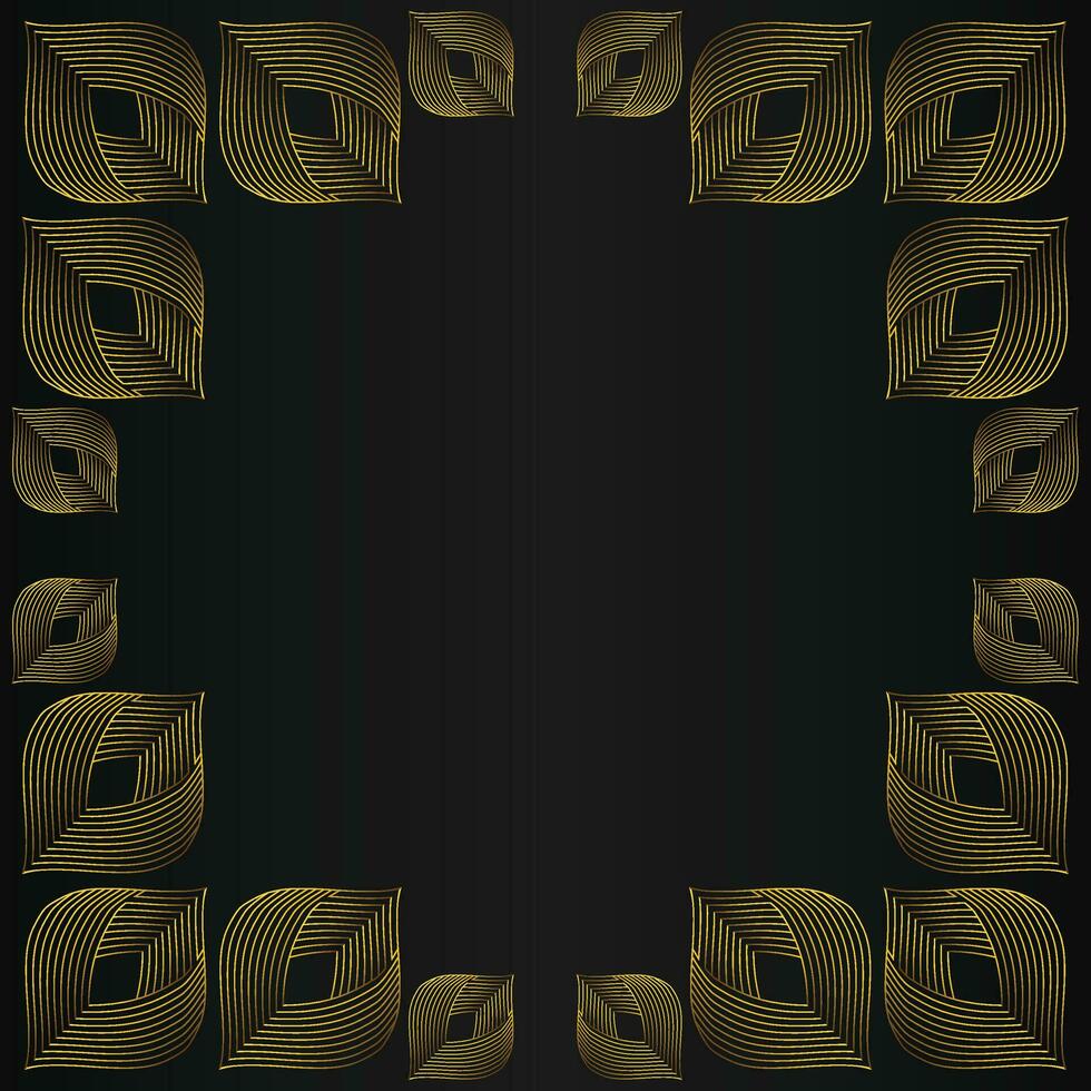 beautiful gold floral frame on black background vector