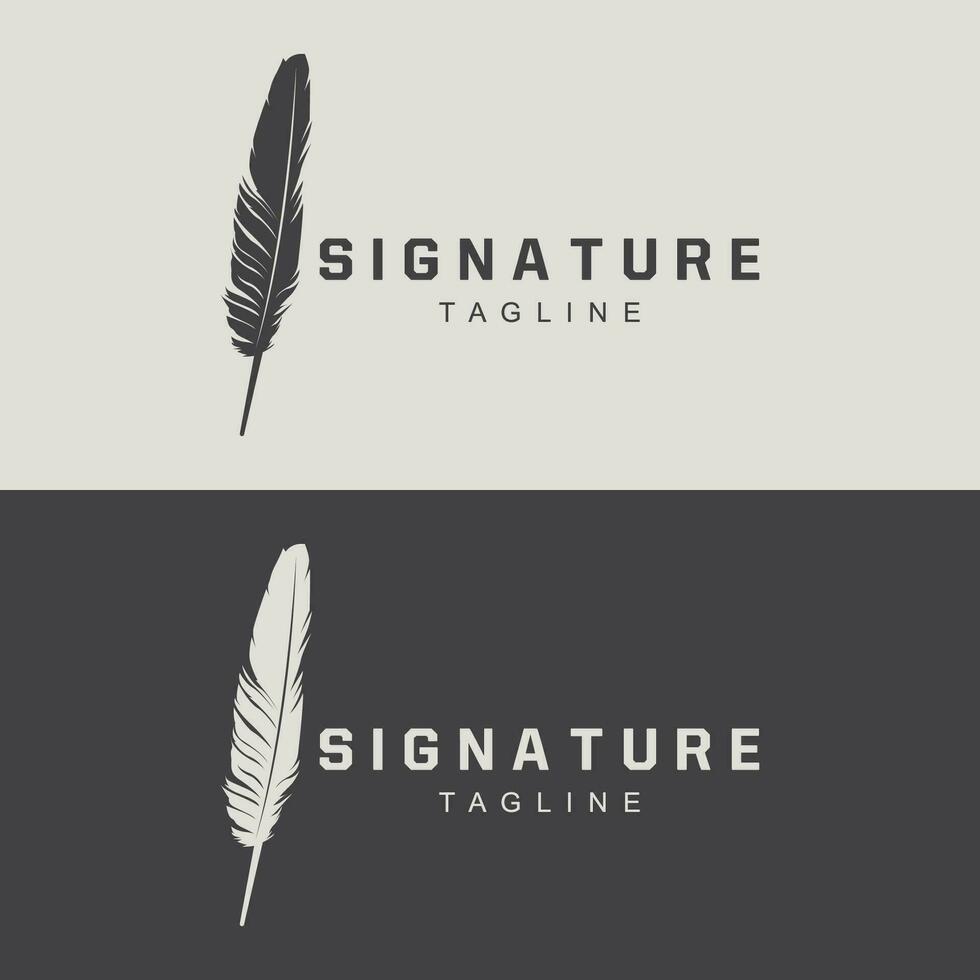 Feather Silhouette Logo, Author Design Luxury Simple Elegant Vector Illustration Template