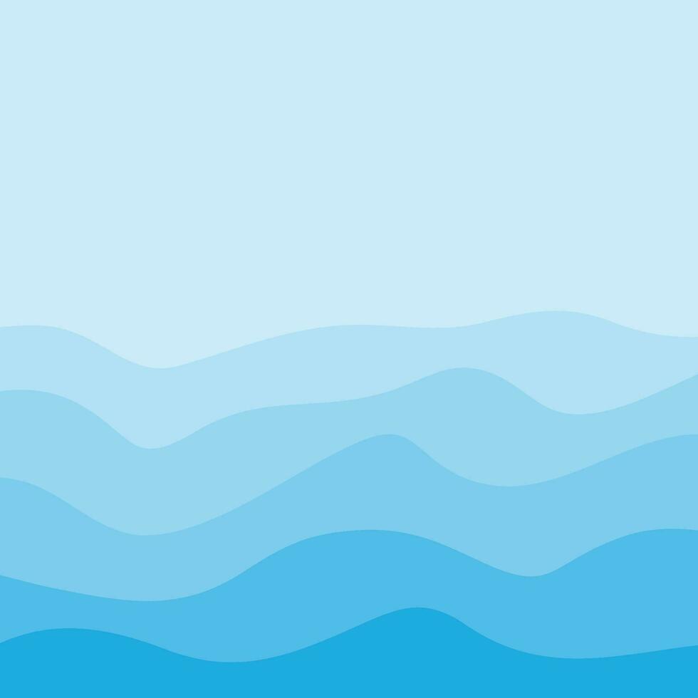 Water Wave Background Design, Abstract Vector Blue Ocean Walpaper Template