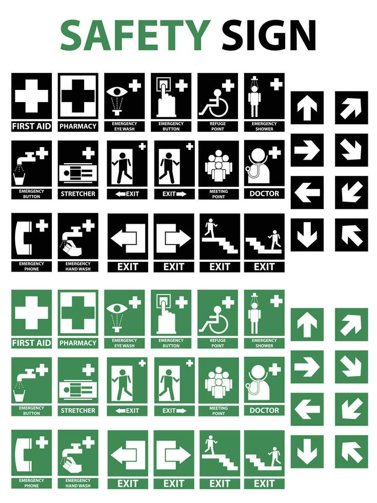 Safety warning signage, icons and symbols. vector