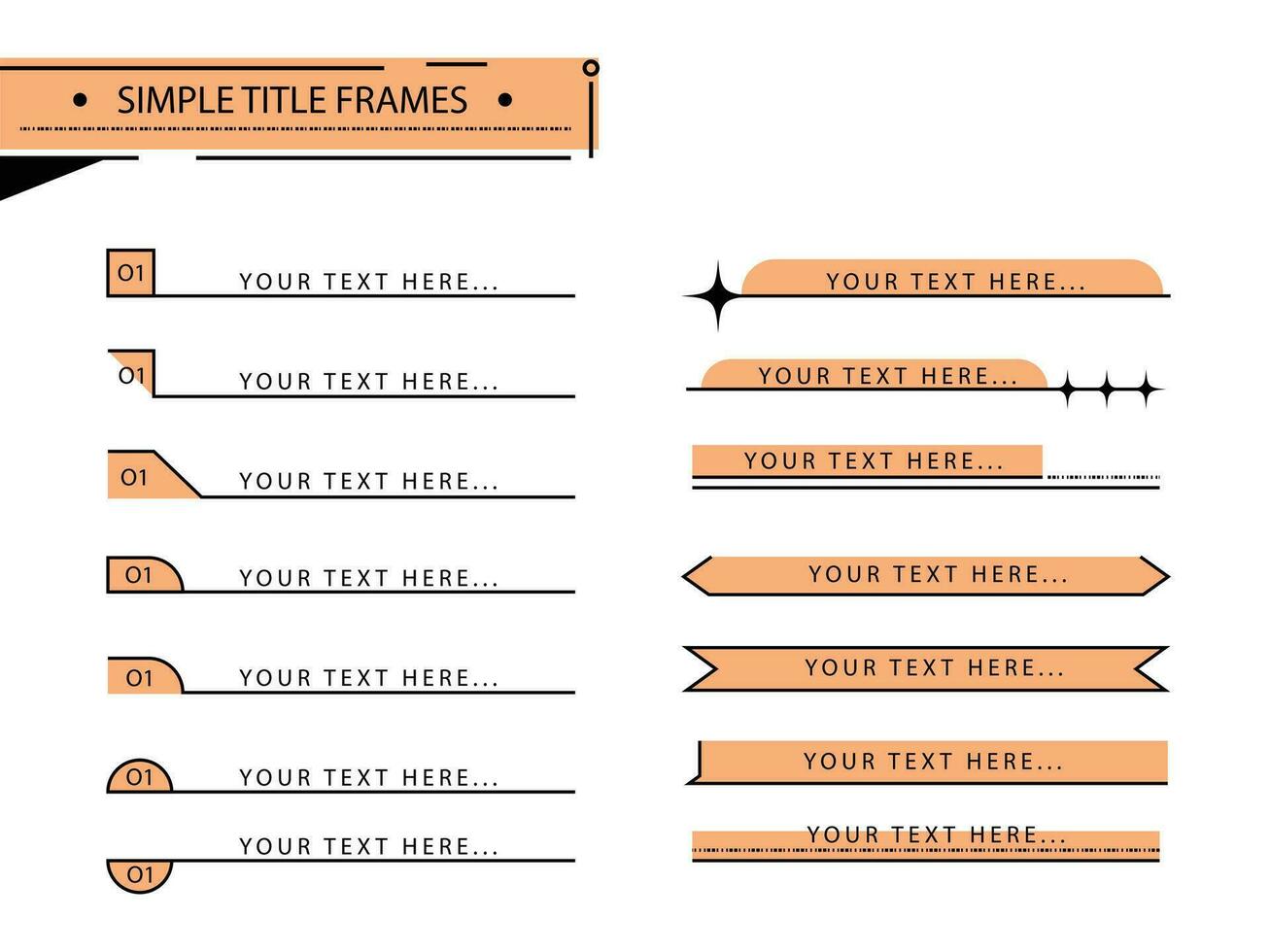 frame set simple speech bubble, frame decoration heading title vector