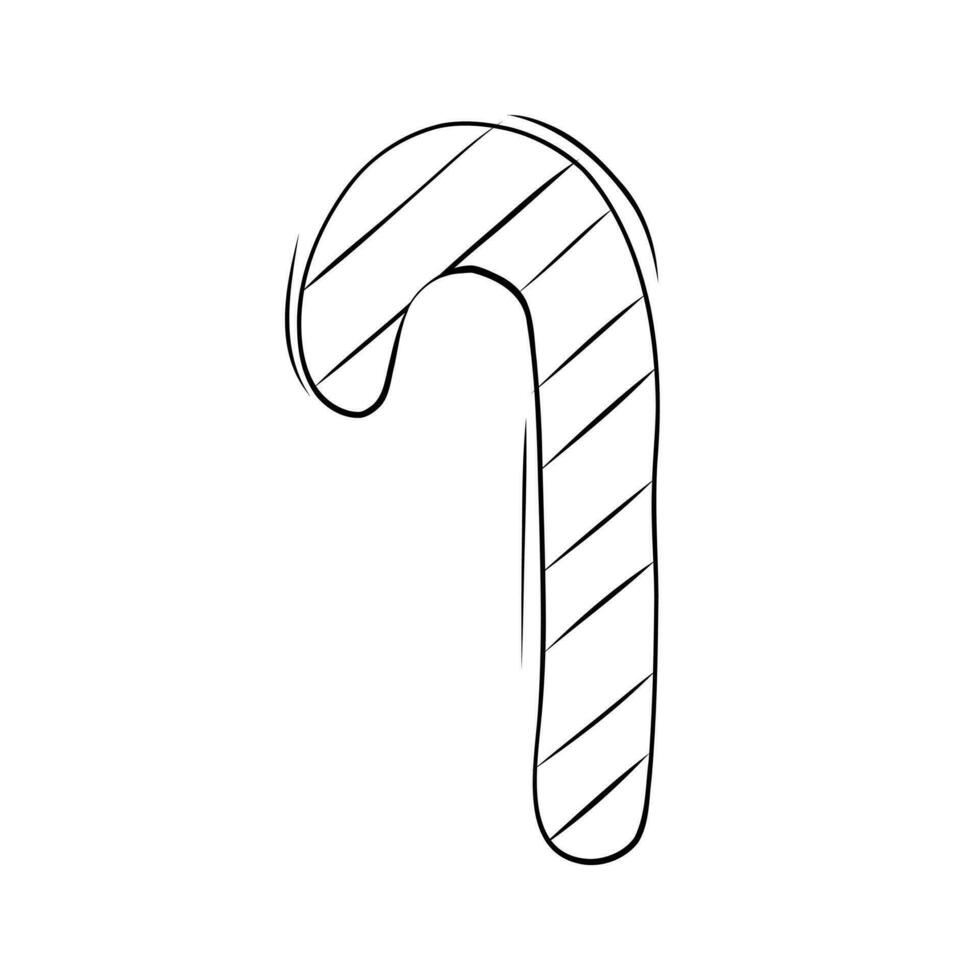 Christmas Sweet Striped Lollipop Decorative Element in Doodle Style