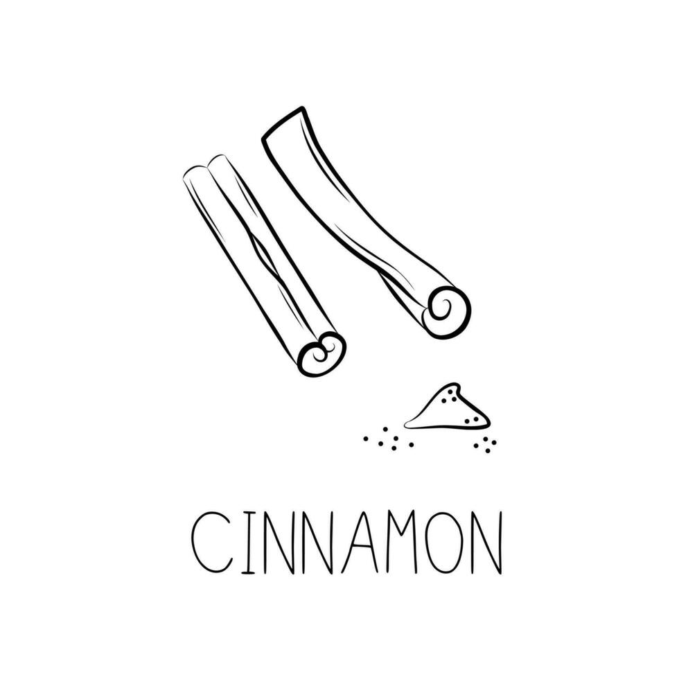 Sketch Cinnamon Simple Vector Illustration in Doodle Style