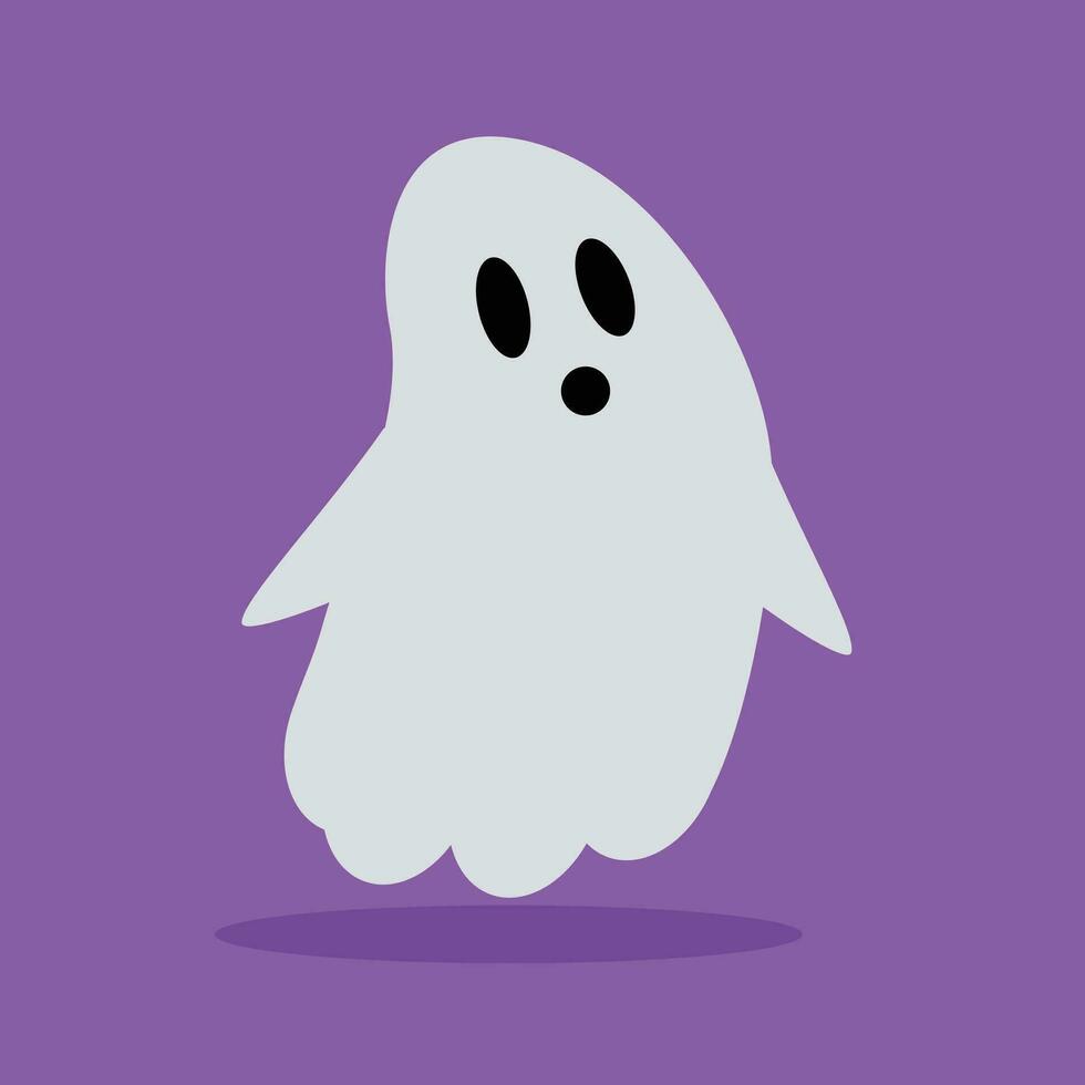 Halloween ghost flat icon. Vector illustration on a purple background.