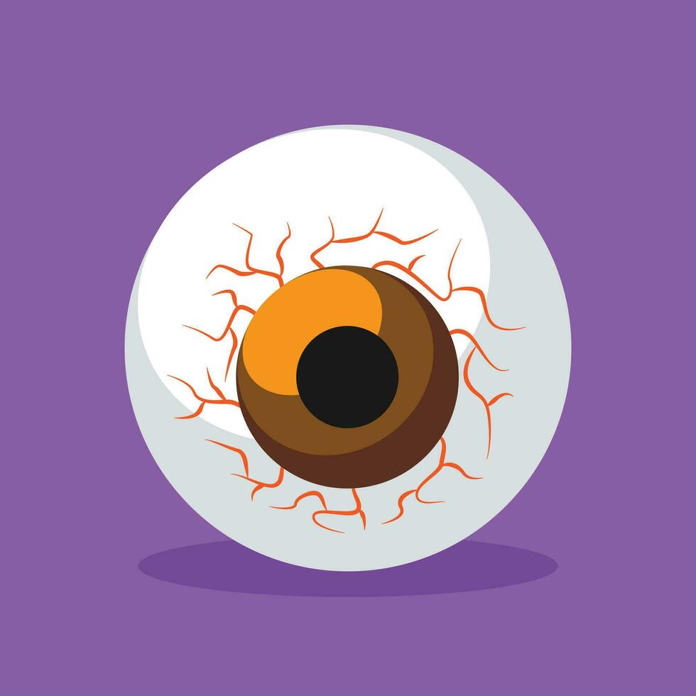 Eye icon. Vector illustration in flat style. Isolated on purple background.