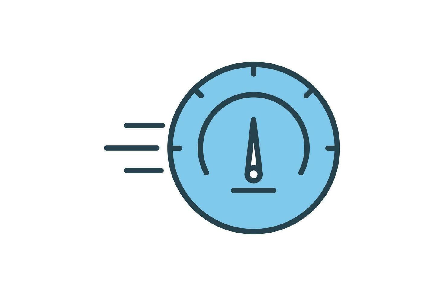 Speedometer icon. icon related to speed. suitable for web site, app, user interfaces, printable etc. Flat line icon style. Simple vector design editable