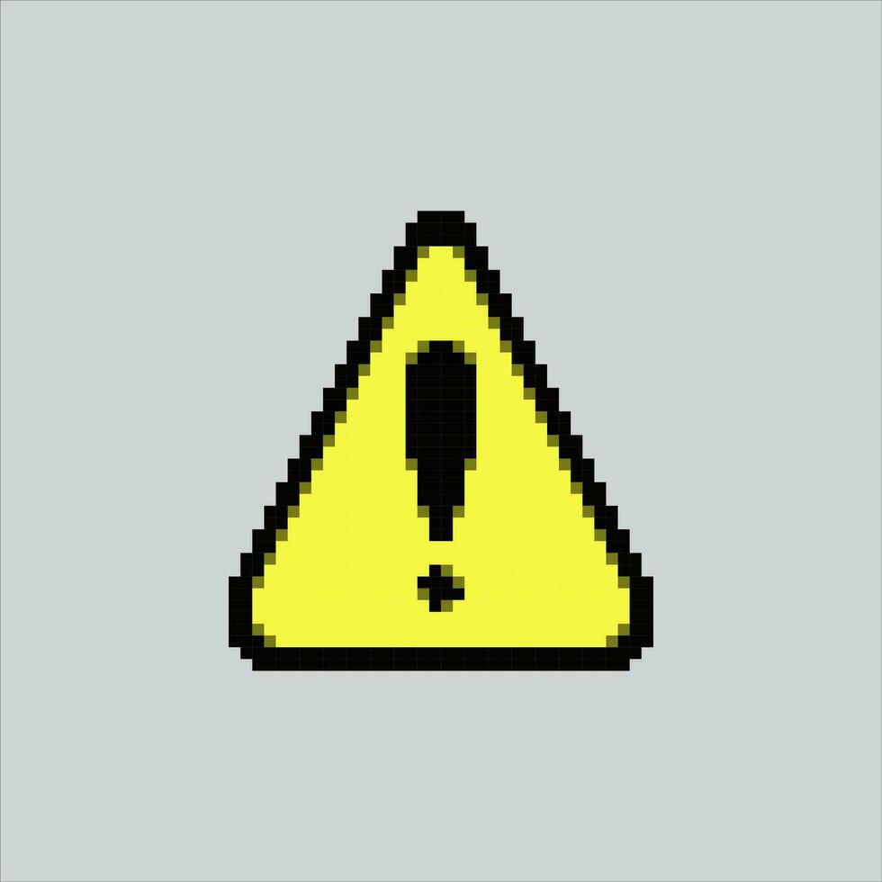 Pixel art illustration warning sign. Pixelated warning sign. warning sign traffic icon pixelated for the pixel art game and icon for website and video game. old school retro. vector