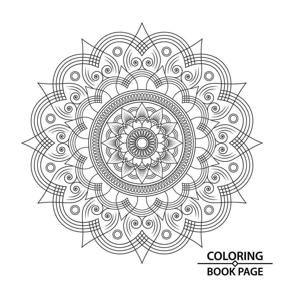 Black and White Ornamental Mandala Coloring Book Page for Children vector