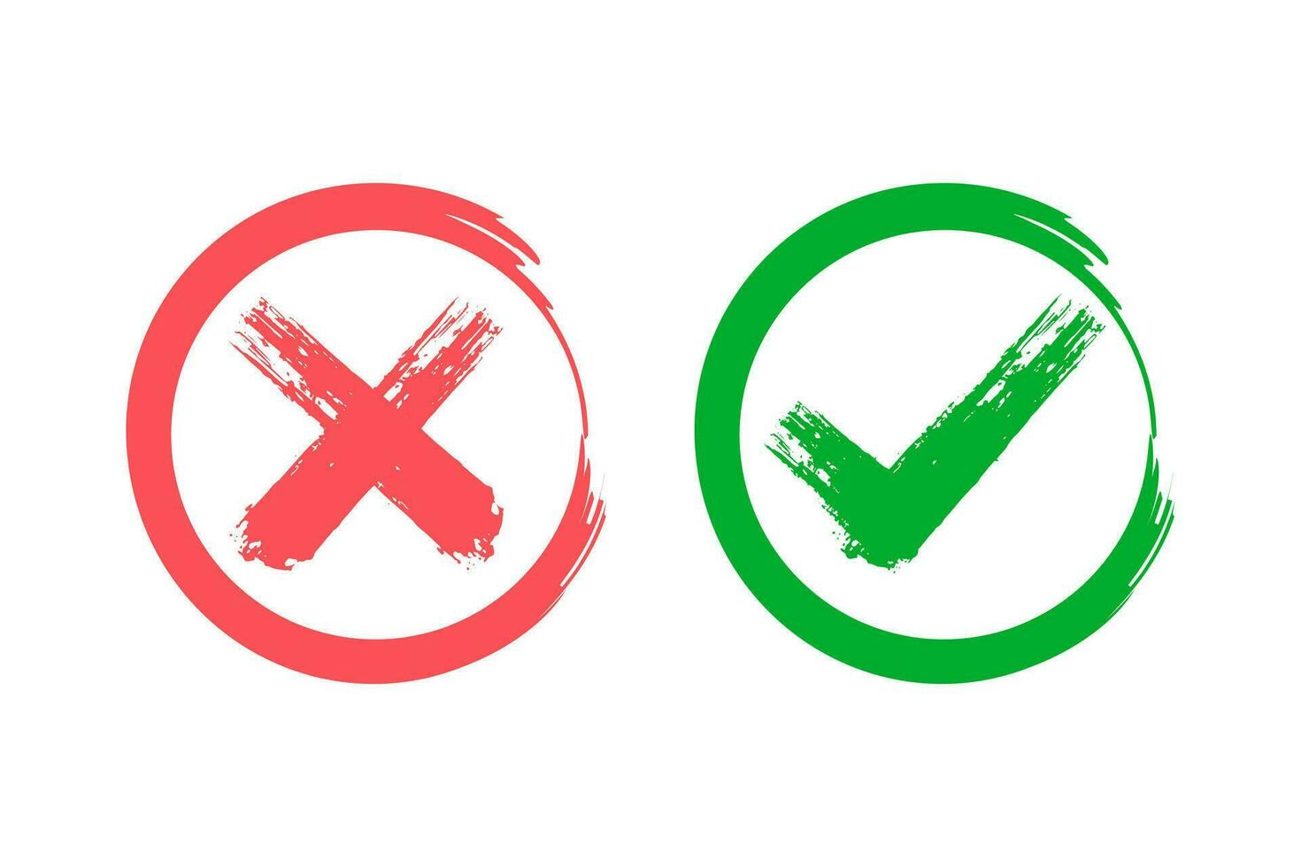 red crossed brush and green tick icon vector