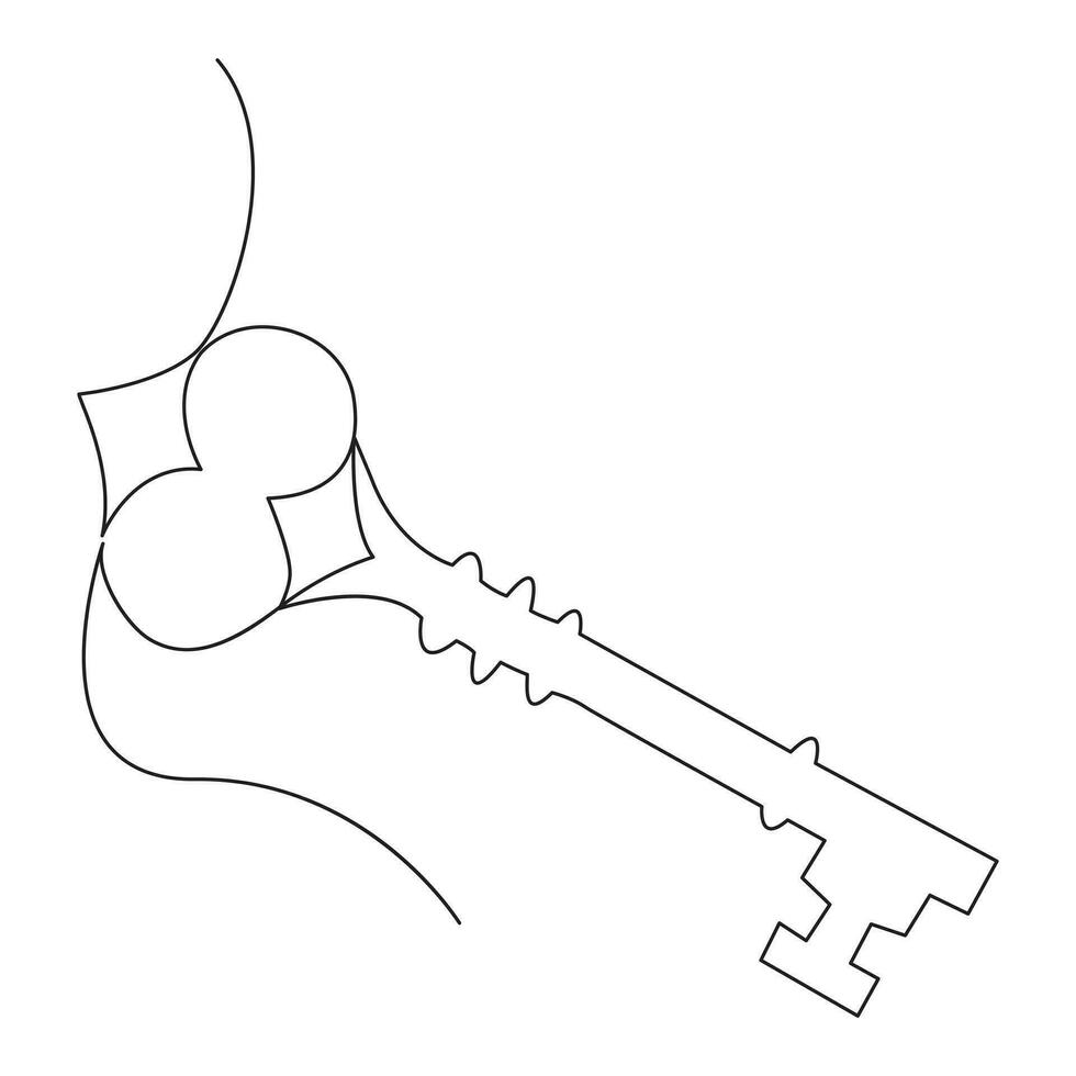 Single line key drawing of isolated vector object