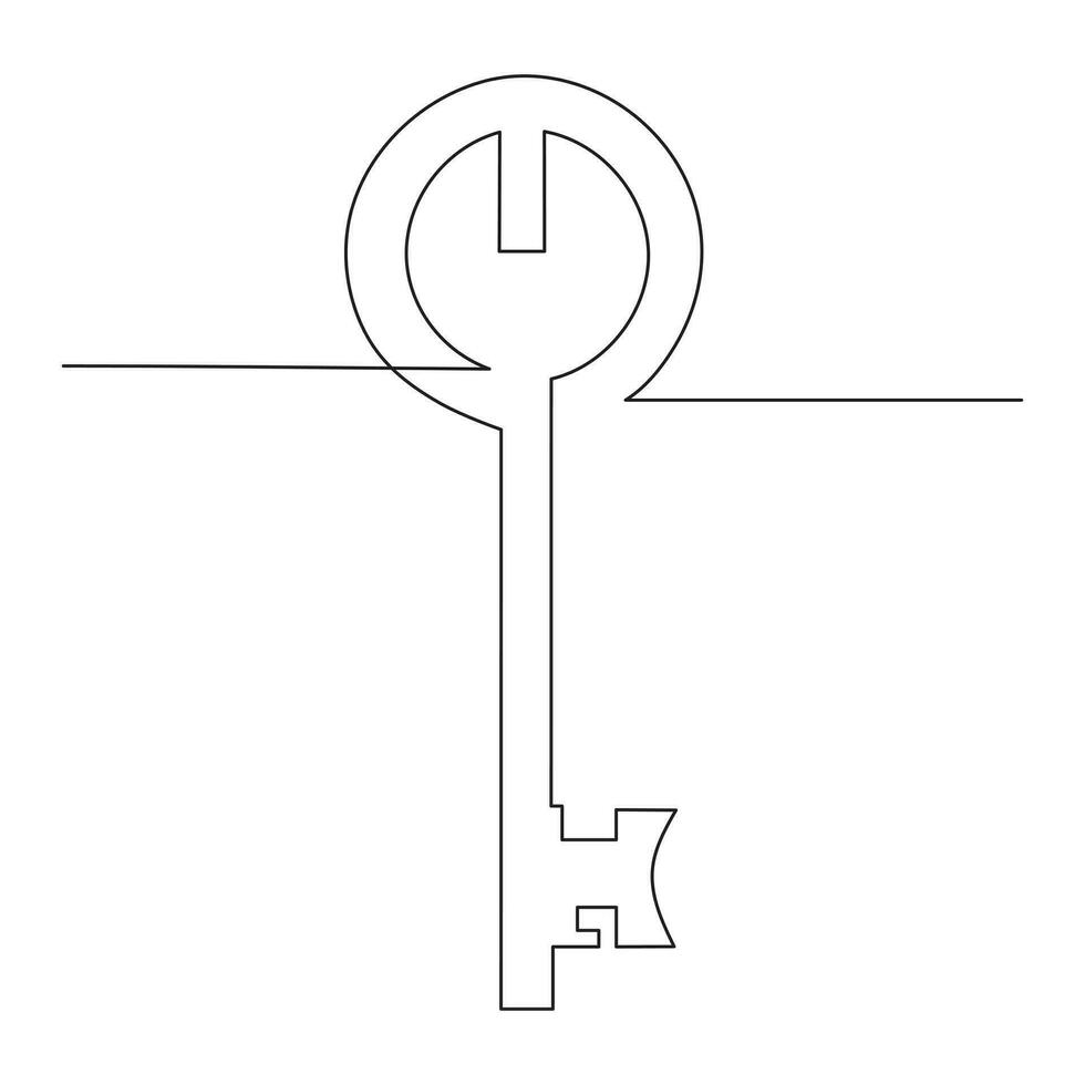 Single line key drawing of isolated vector object