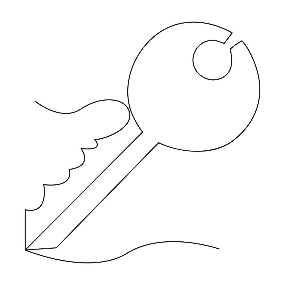 Single line key drawing of isolated vector object